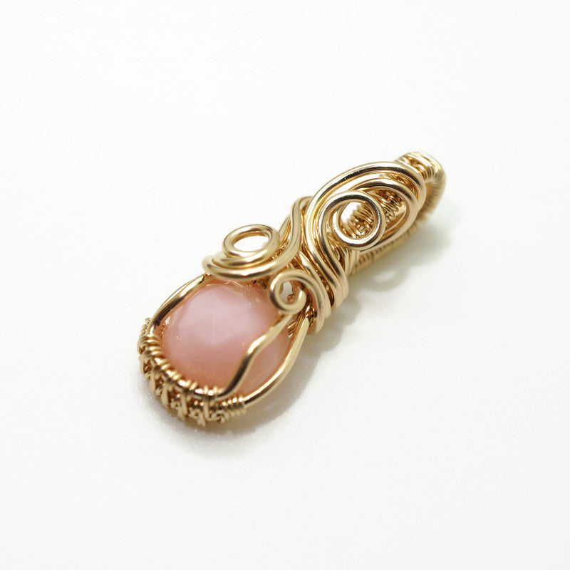 14k gold filled wire wrap hanger met roze opaal