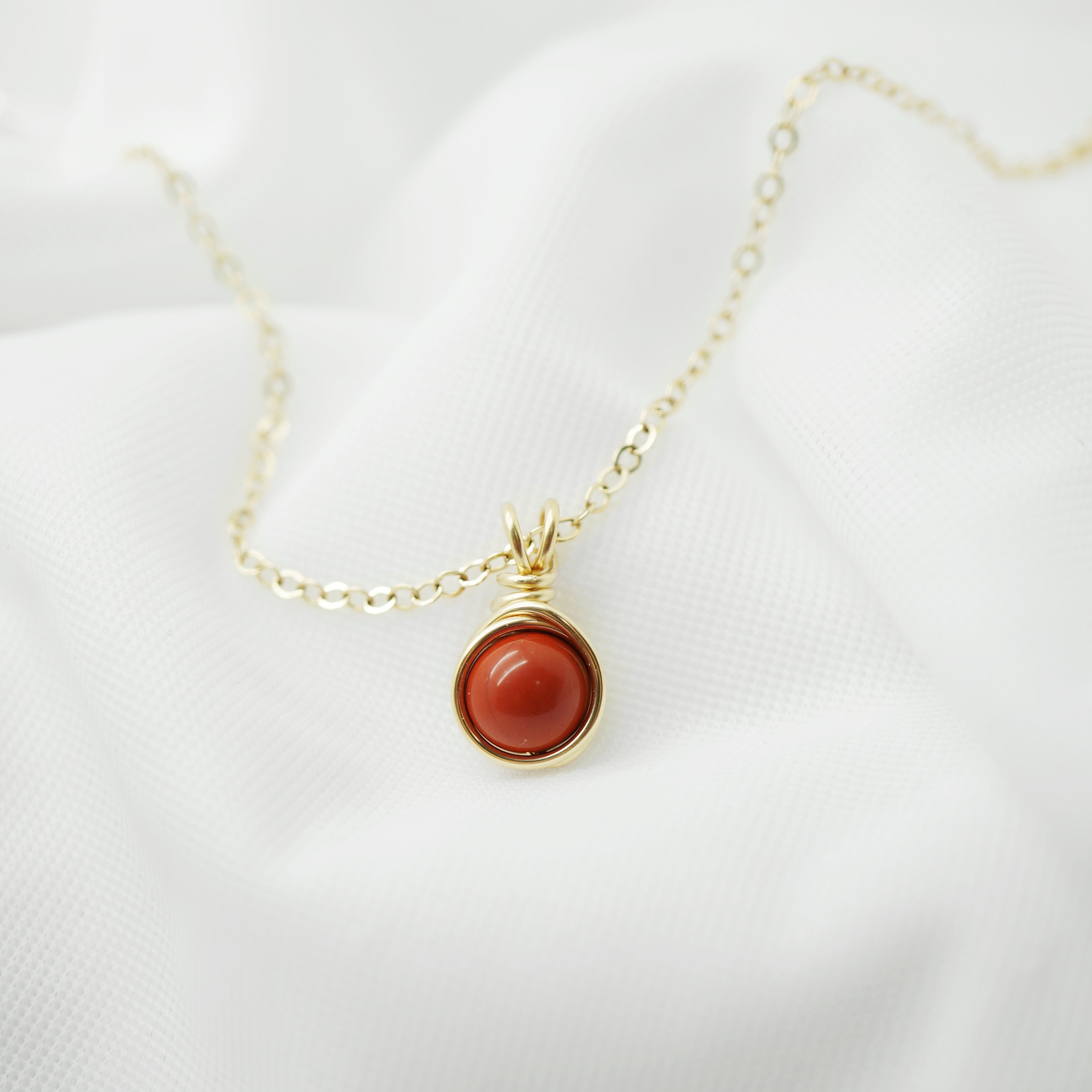 14k gold filled sieraden set rode jaspis – Oorbellen & collier