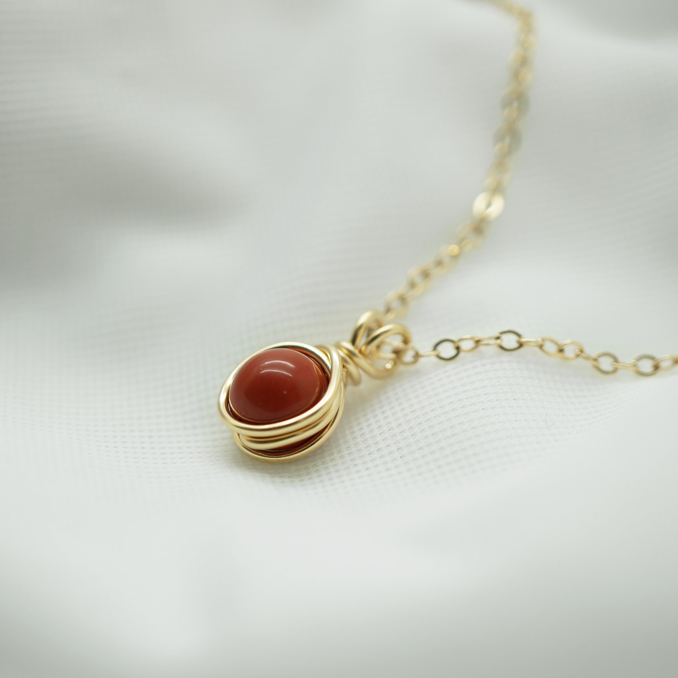 14k gold filled sieraden set rode jaspis – Oorbellen & collier