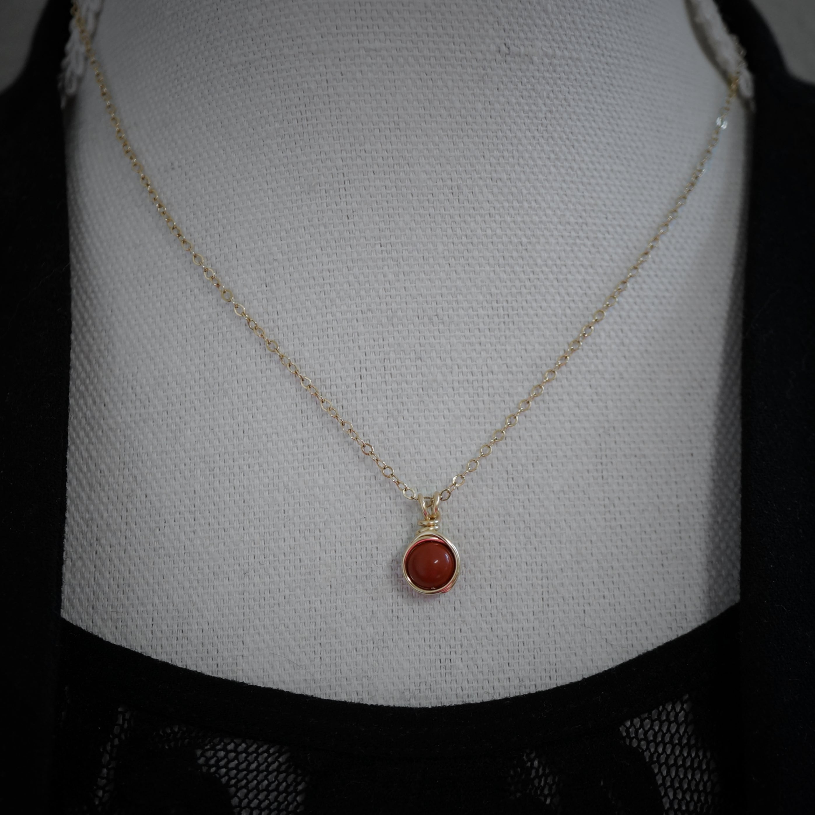 14k gold filled sieraden set rode jaspis – Oorbellen & collier
