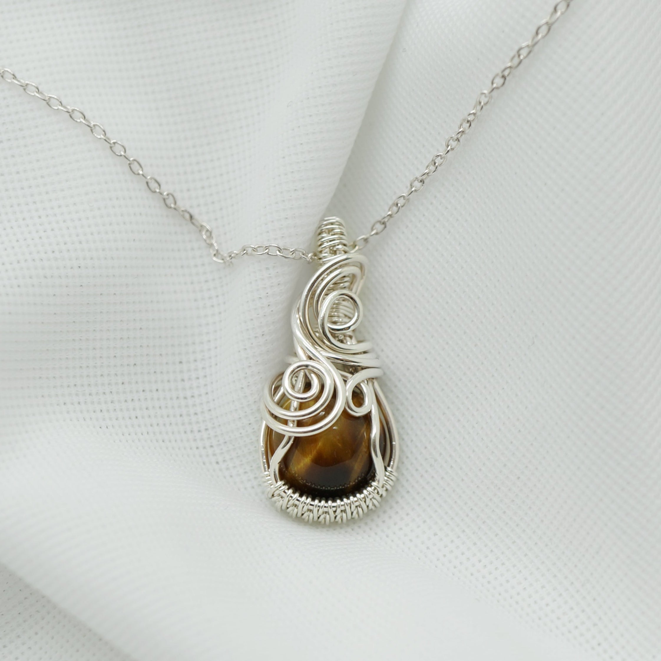 Sterling zilver hanger met tijgeroog - Wire wrap hanger