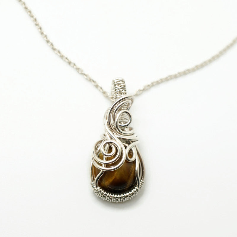 Sterling zilver hanger met tijgeroog - Wire wrap hanger