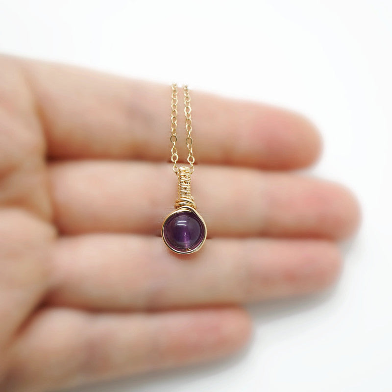 14k Gold Filled Hanger met Amethist, Handgemaakt Sieraad