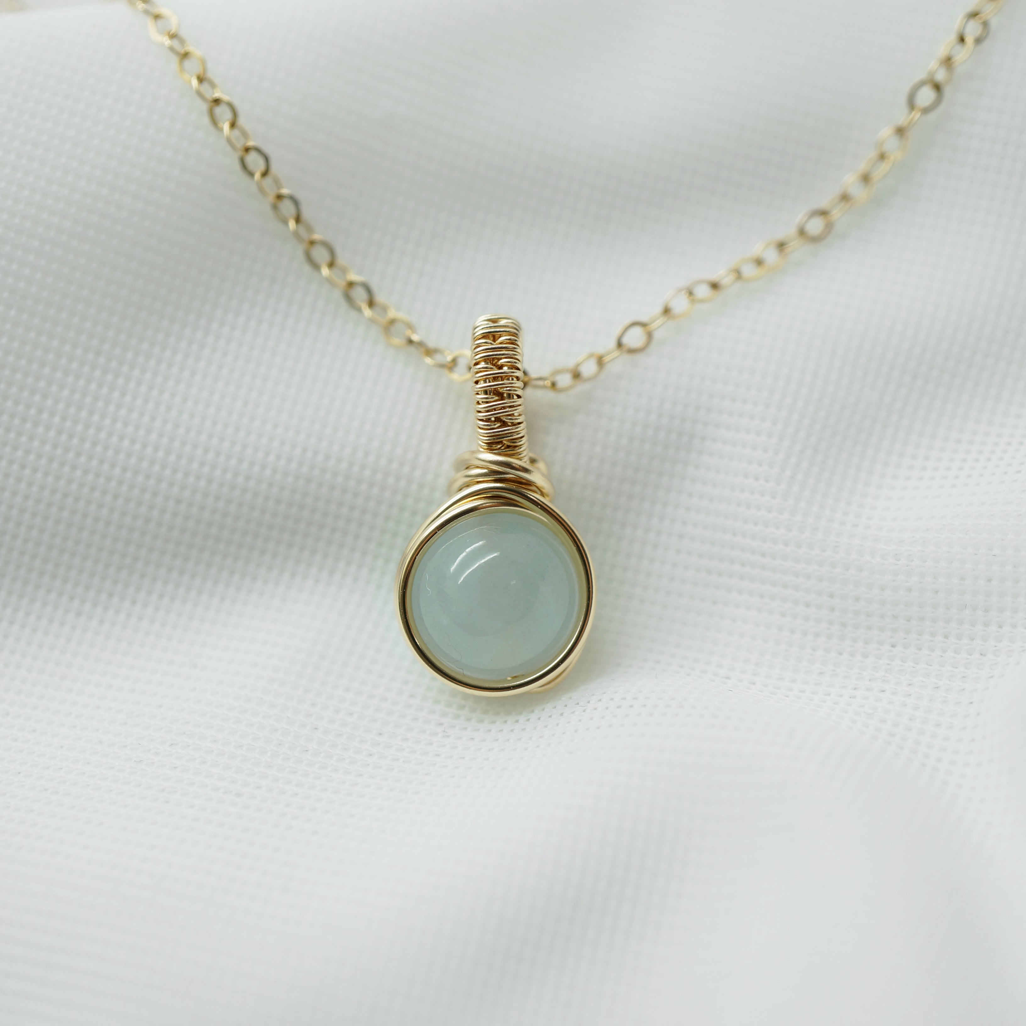 Hanger van 14k Gold Filled met Aquamarijn, Handgemaakt Wire Wrap Sieraad