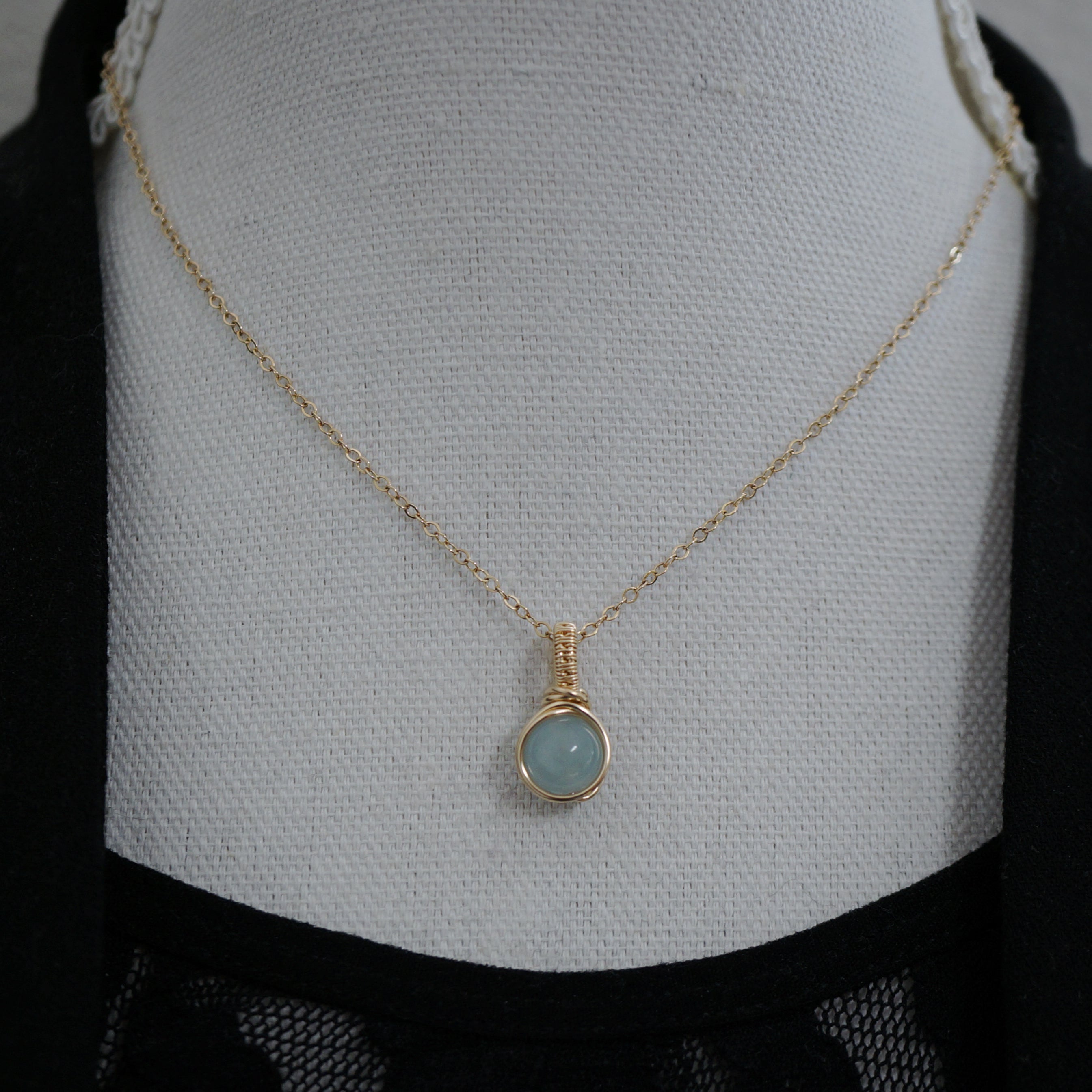 Hanger van 14k Gold Filled met Aquamarijn, Handgemaakt Wire Wrap Sieraad