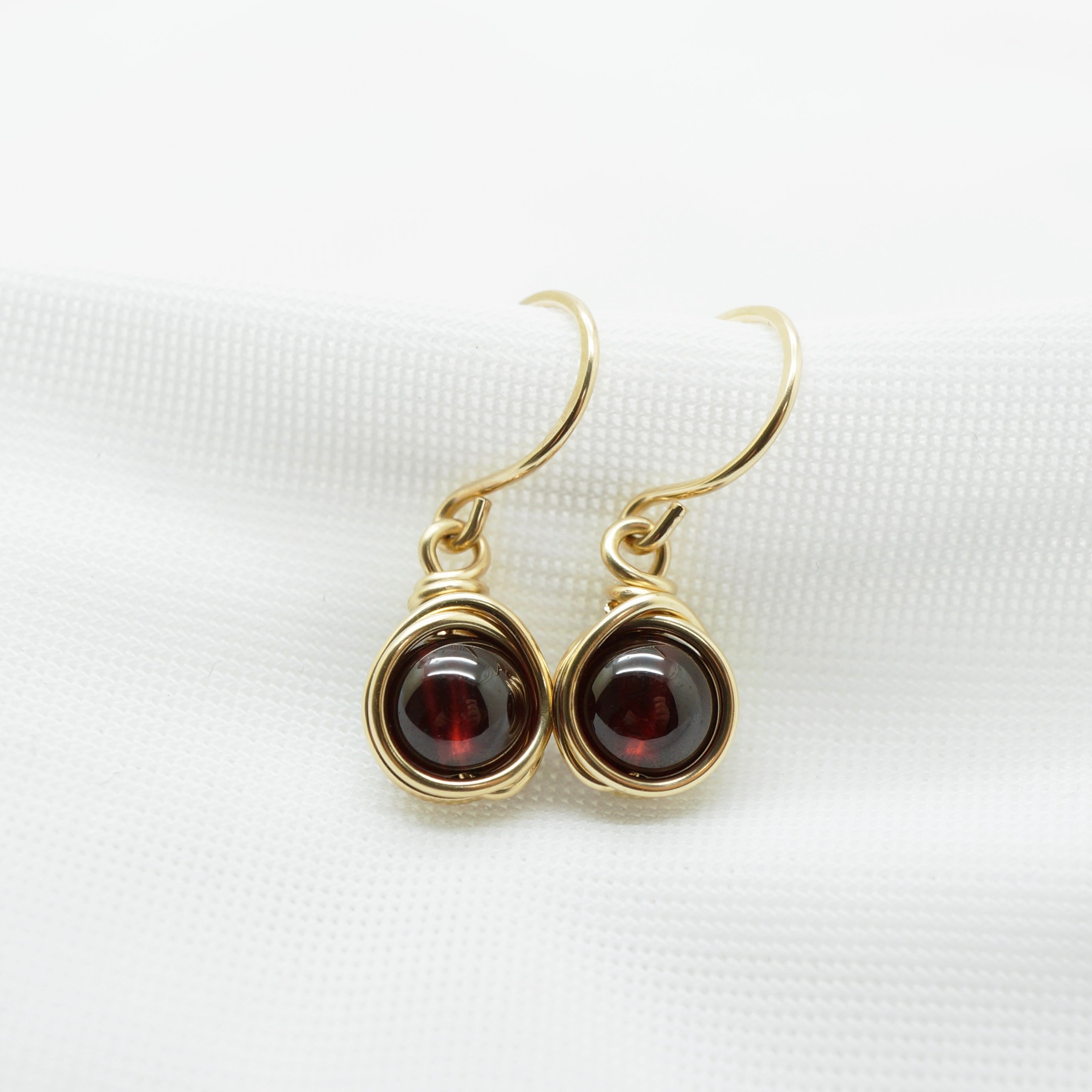 14k gold filled oorbellen met granaat