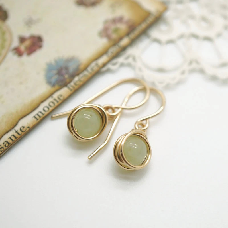 Oorbellen - 14k oorbellen met prehniet