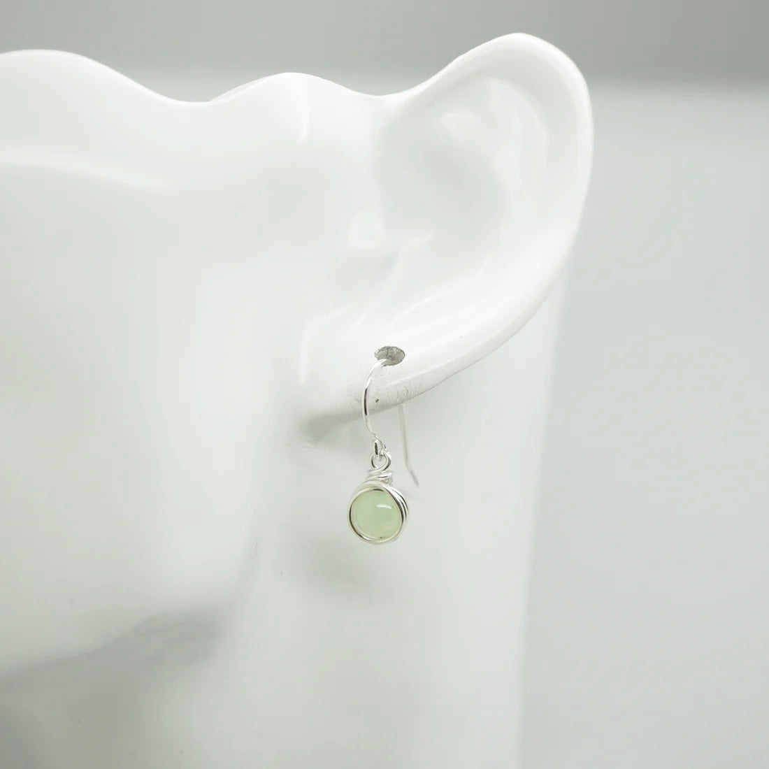 925 zilver oorbellen met prehniet - Sterling zilver oorbellen