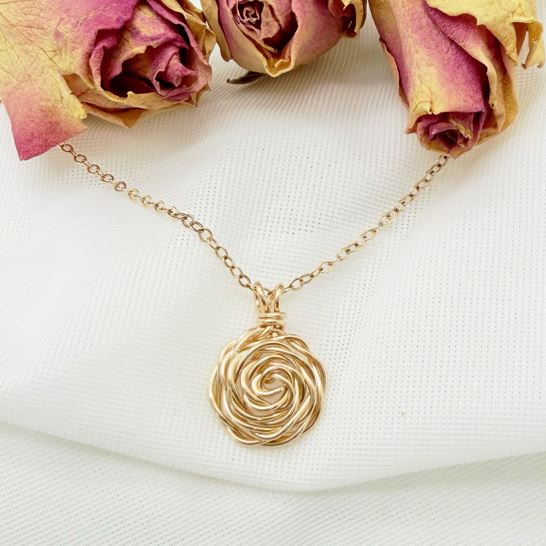 14K Gold Filled Collier Met Gold Filled Handgemaakte Roos