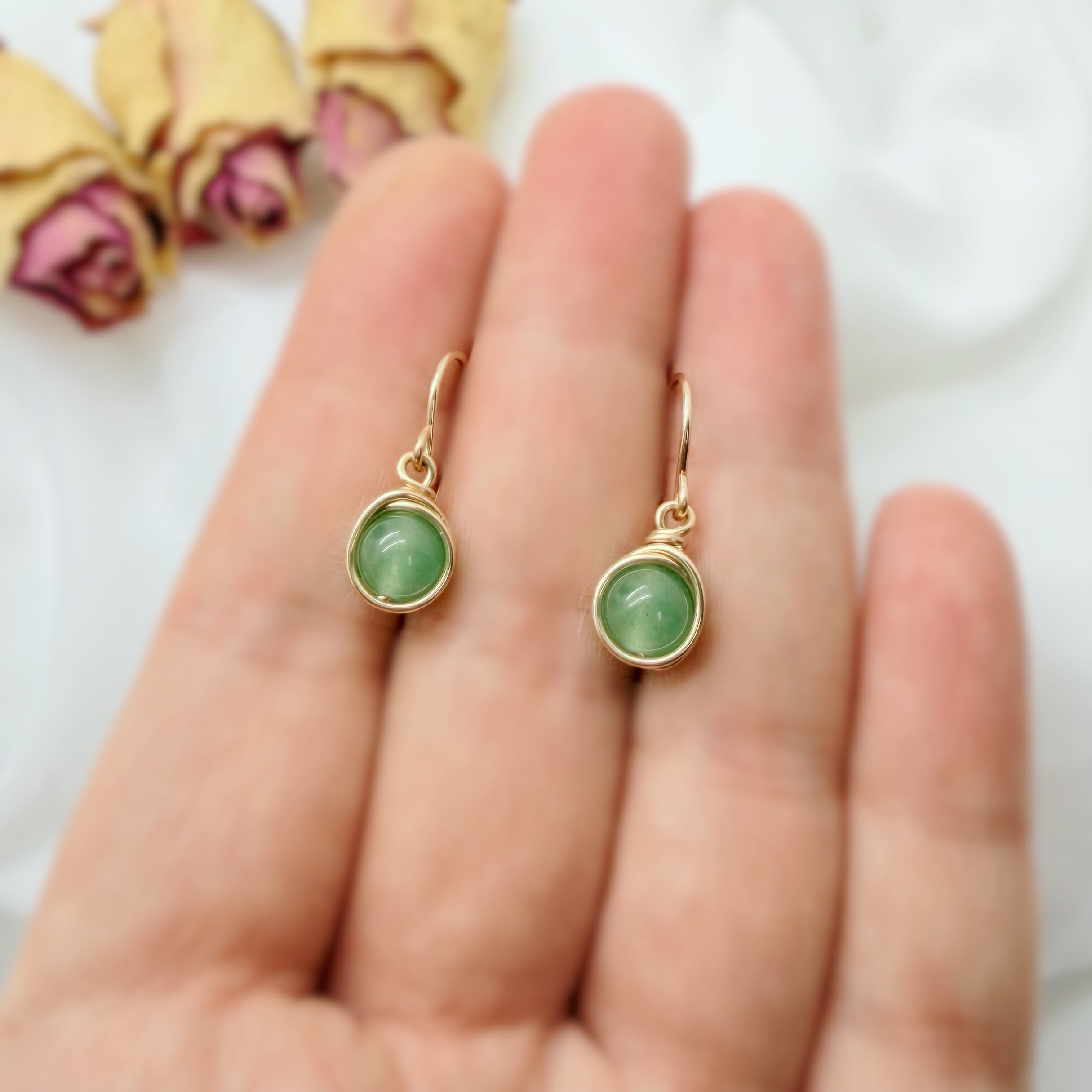 14k gold filled oorbellen met groene aventurijn