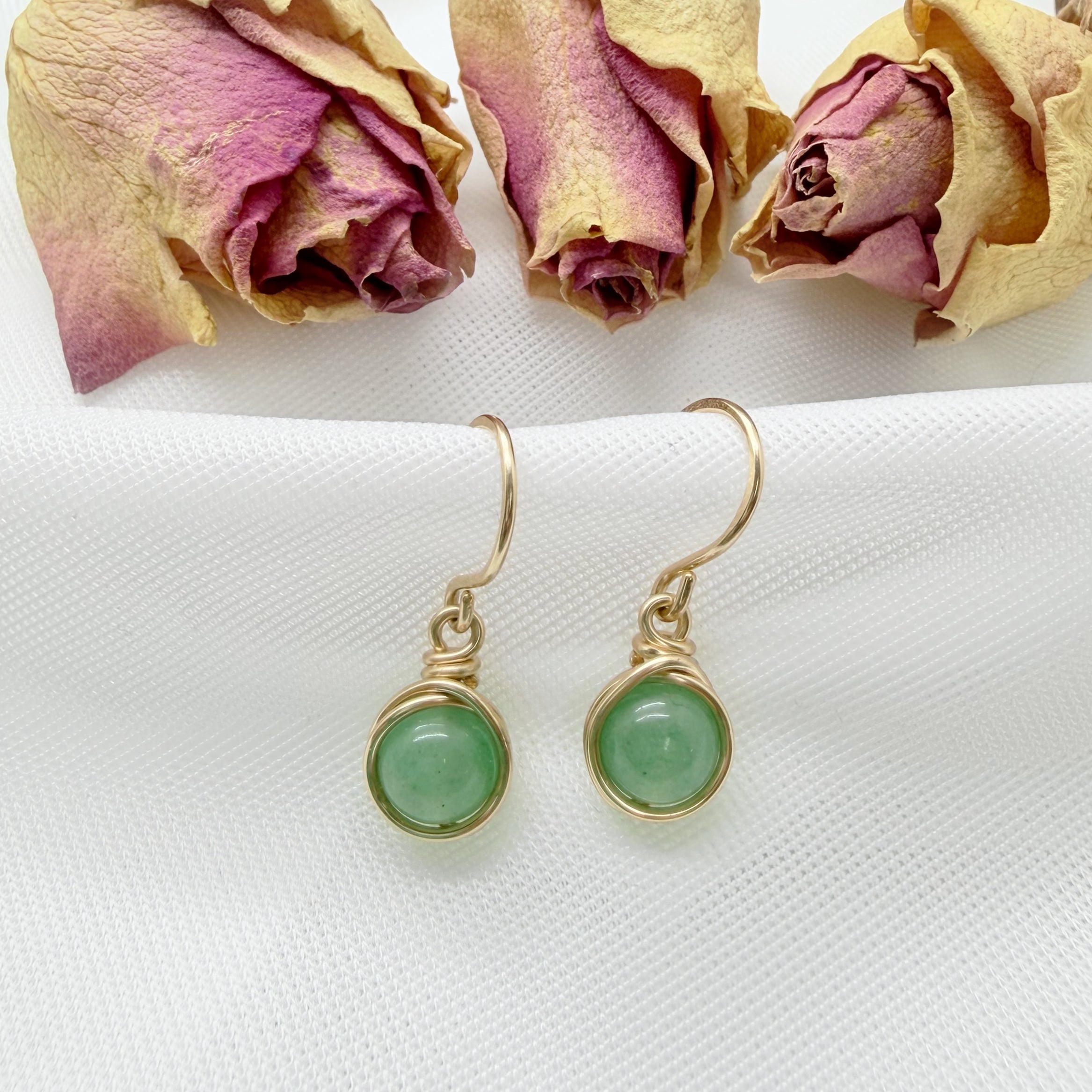 14k gold filled oorbellen met groene aventurijn