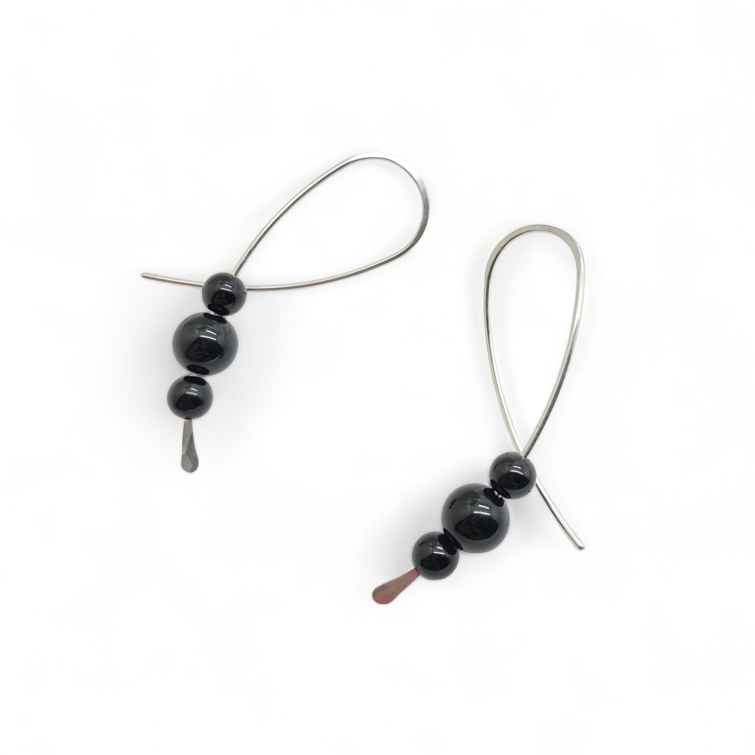 Confetti oorbellen - Sterling zilver - Met onyx