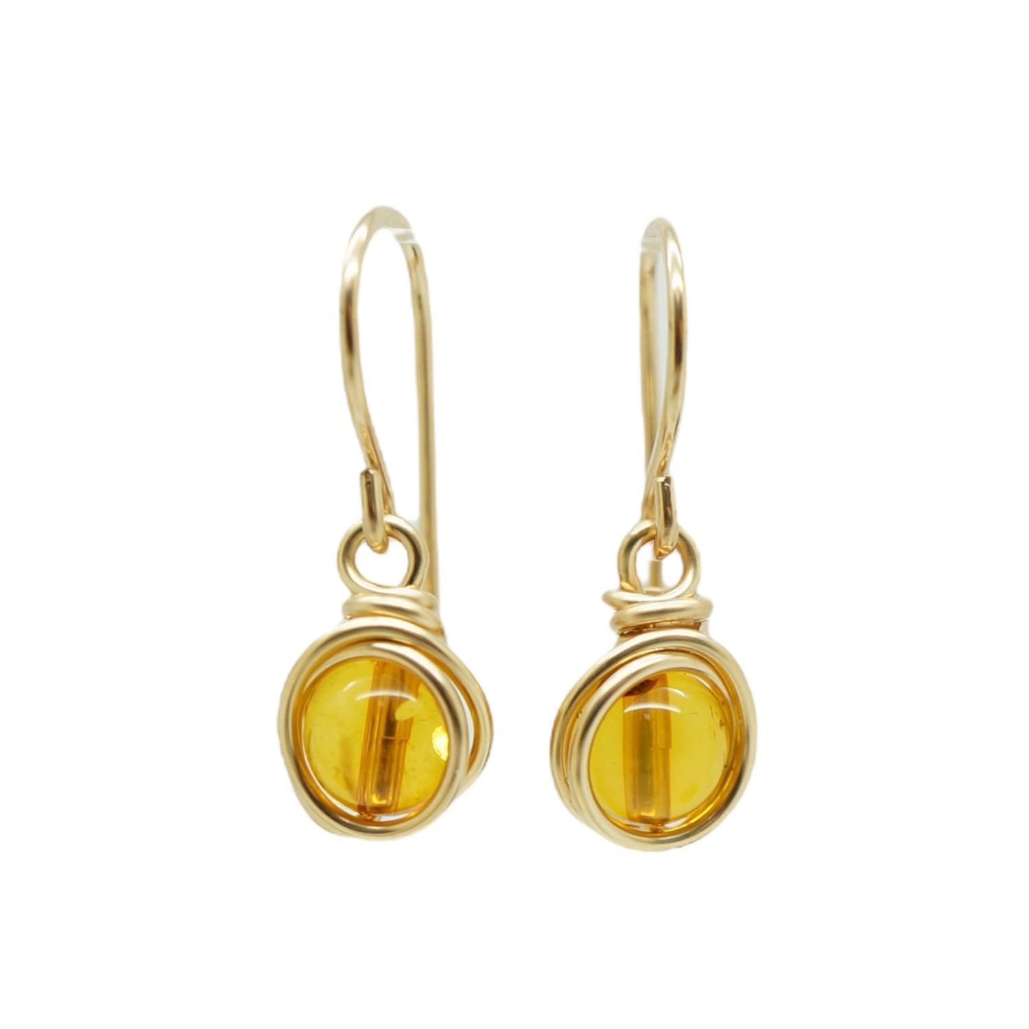 14k gold filled oorbellen met barnsteen