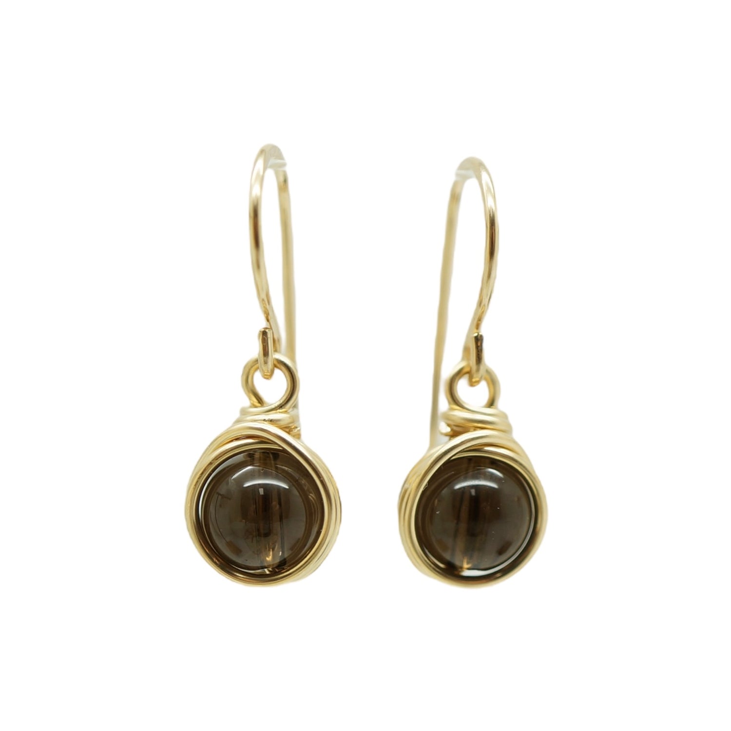 14k gold filled oorbellen met rookkwarts