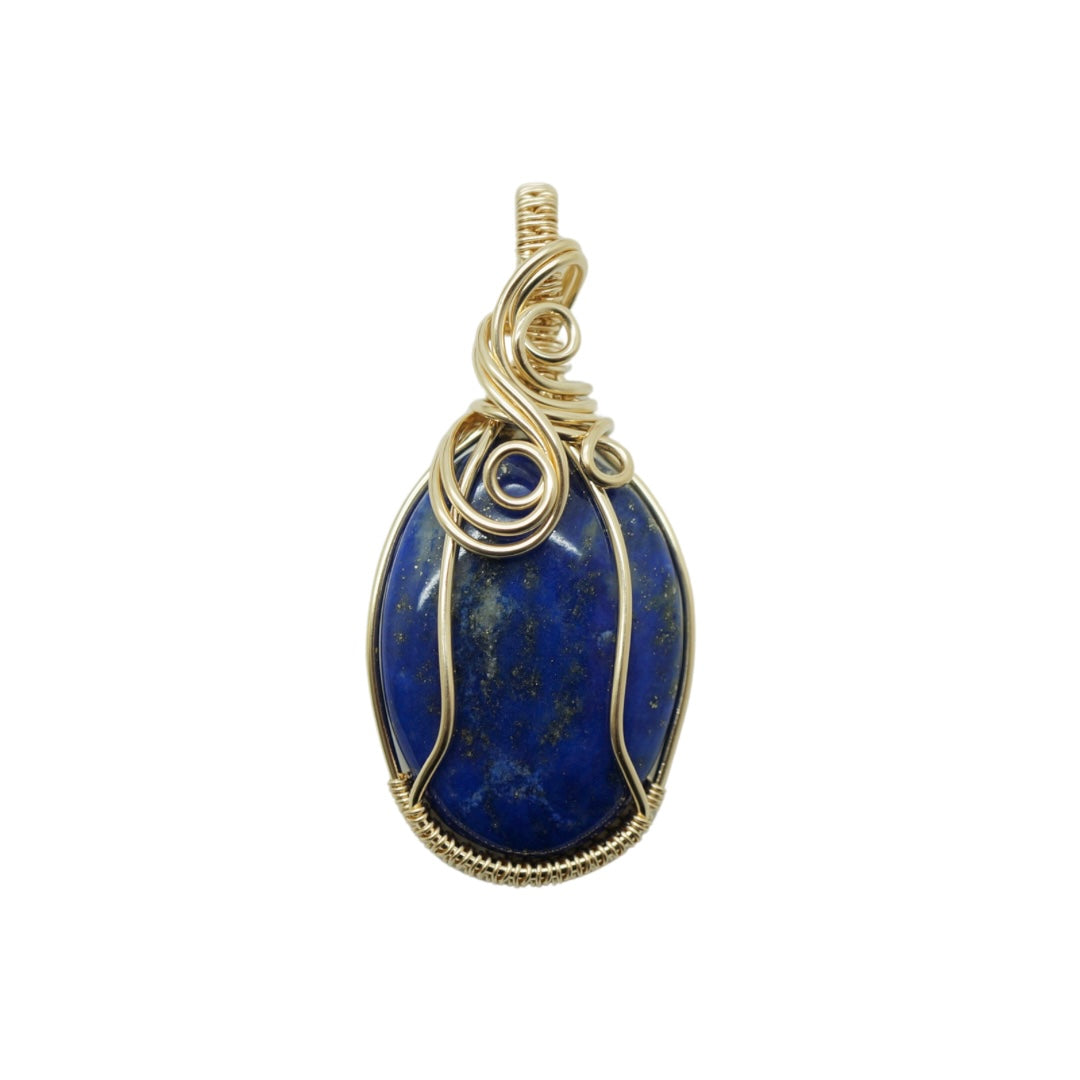 14k gold filled wire wrap hanger met Lapis Lazuli