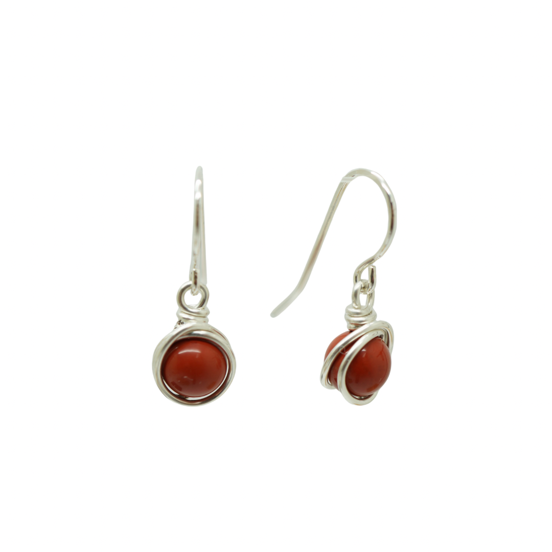 Sieraden set rode jaspis – Zilveren oorbellen en collier