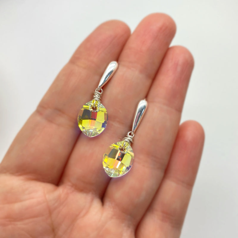 Zilveren Oorbellen Met Swarovski Kristal In Blad Vorm