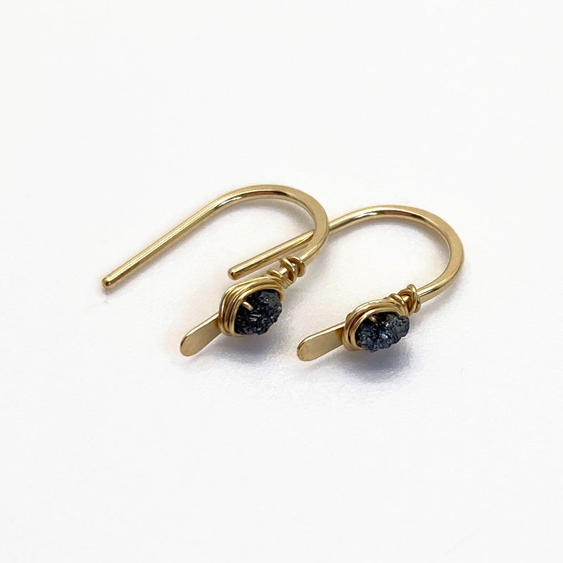 Gold Fill Oorbellen Met Ruwe Diamant