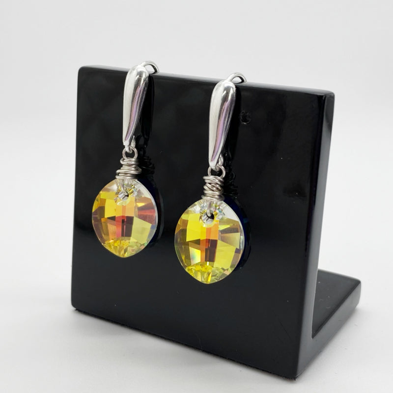 Zilveren Oorbellen Met Swarovski Kristal In Blad Vorm