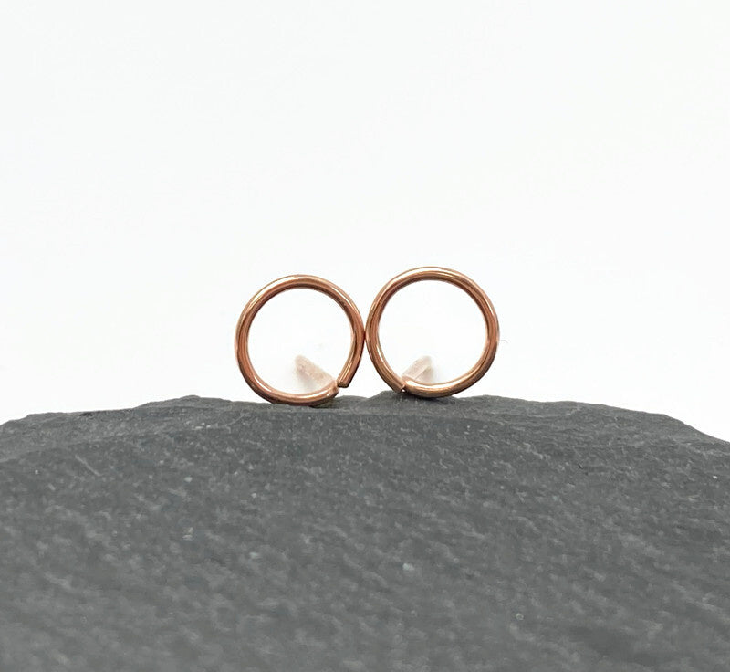 14K Rose Gold Filled Oorknopjes, Cirkel 7 Mm