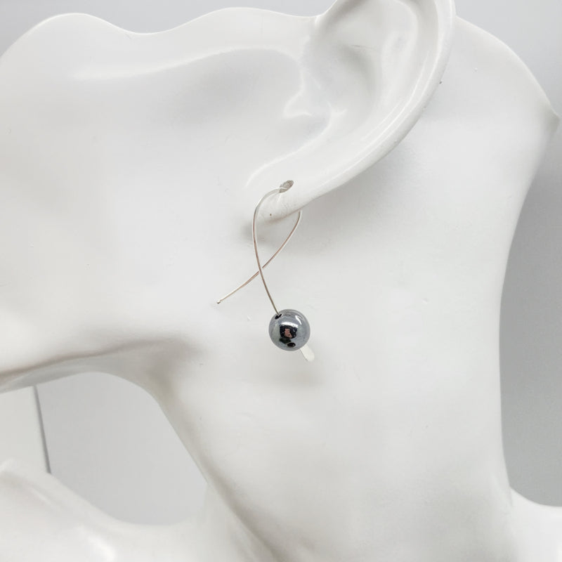 Sterling Zilver Confetti Oorbellen Met Hematiet