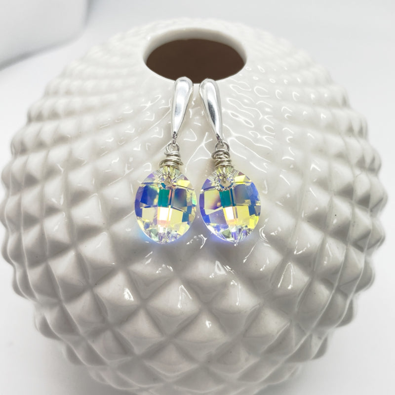 Zilveren Oorbellen Met Swarovski Kristal In Blad Vorm