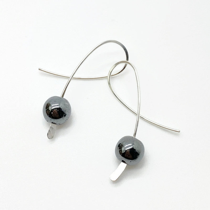 Sterling Zilver Confetti Oorbellen Met Hematiet