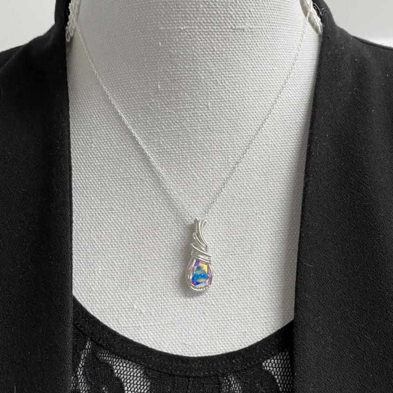 Wire Wrapped Swarovski Kristal Ab Druppelvorm