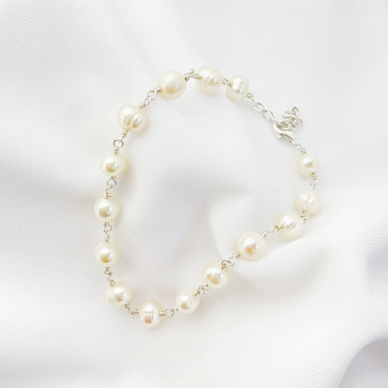 Zilveren Zoetwaterparel Armband