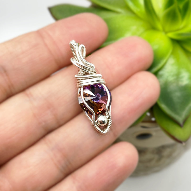 Small Wire Wrapped Swarovski Kristal Volcano Rivoli