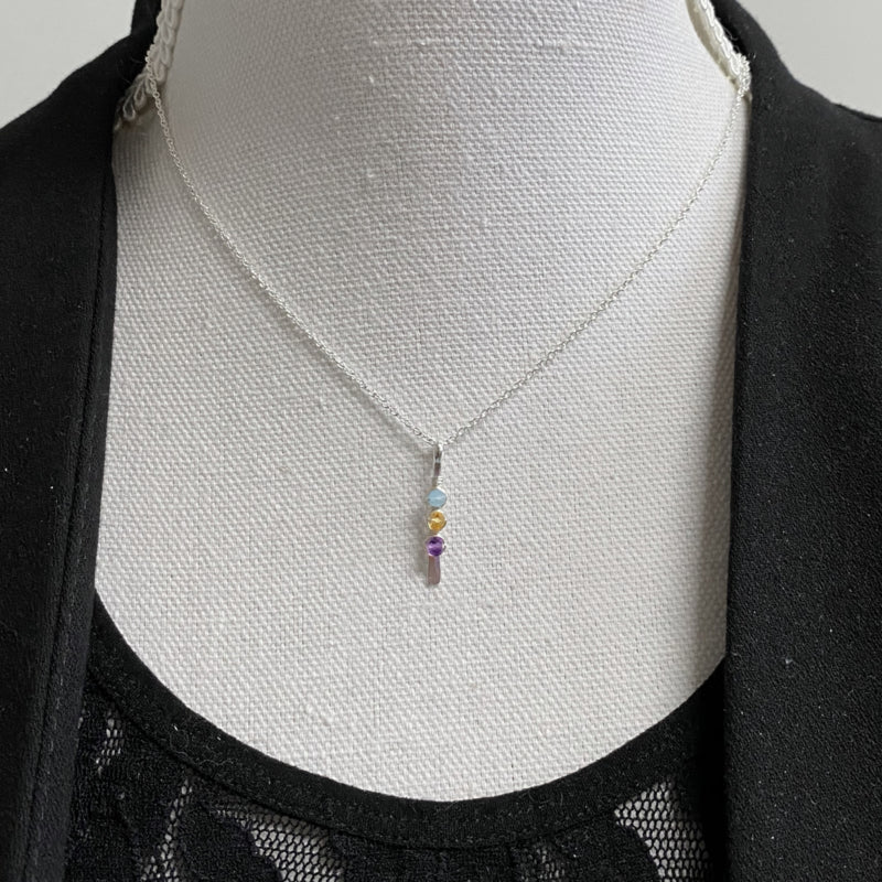 Collier - Zilver - Met 3 geboortestenen - Sterling zilver