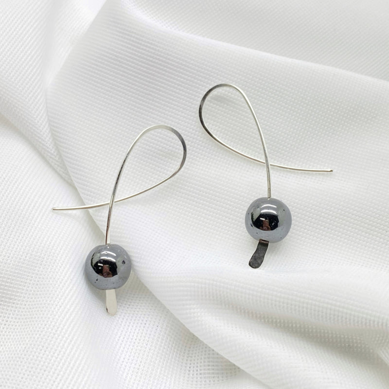 Sterling Zilver Confetti Oorbellen Met Hematiet