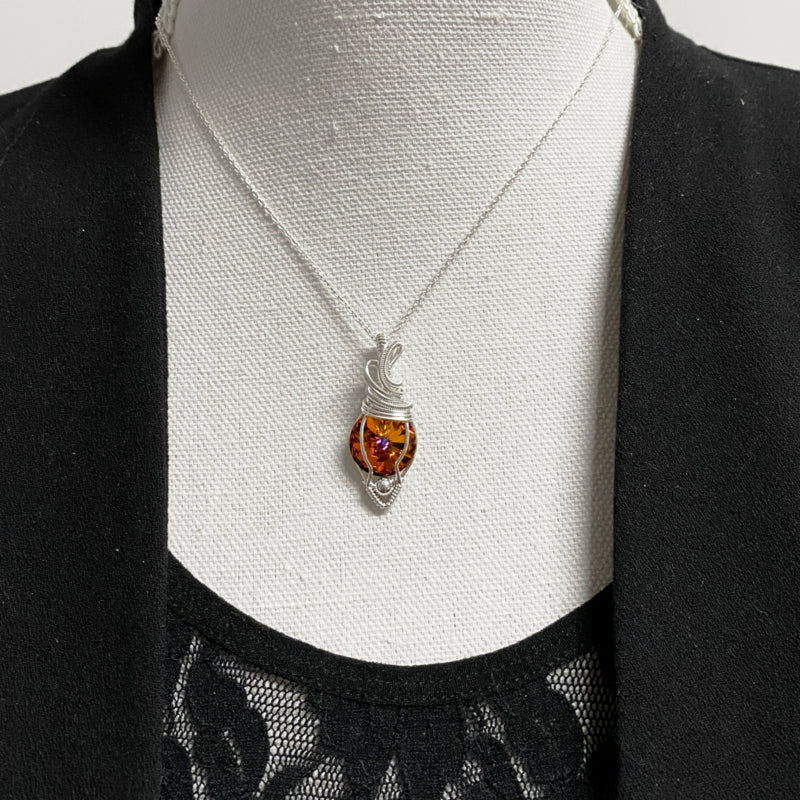 Medium Wire Wrapped Swarovski Kristal Volcano Rivoli