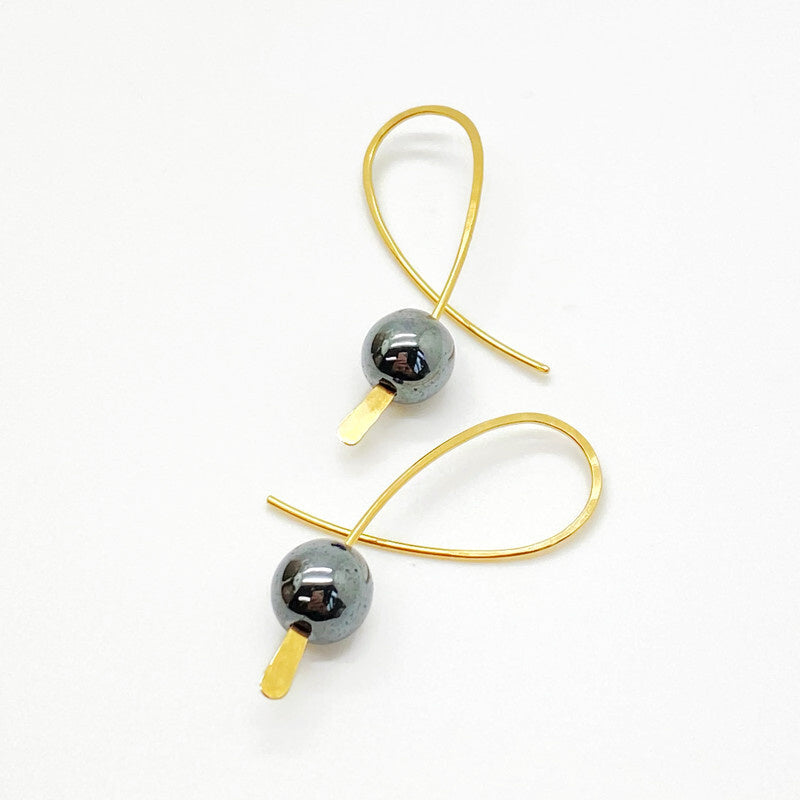 14K Gold Filled Confetti Oorbellen Met Hematiet