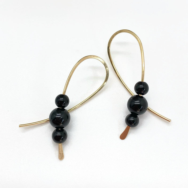 14K Gold Filled Confetti Oorbellen Met Onyx