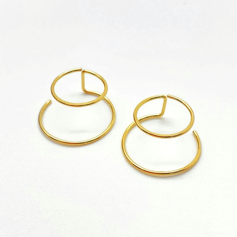 14K Gold Filled Voor En Achter Cirkel Oorbellen