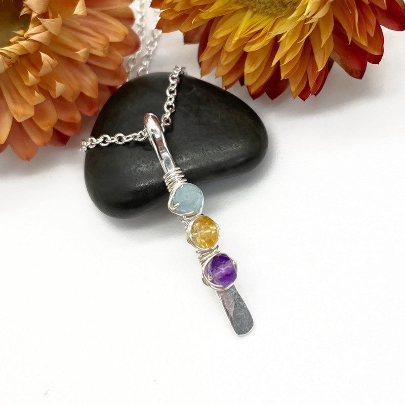 Collier - Zilver - Met 3 geboortestenen - Sterling zilver