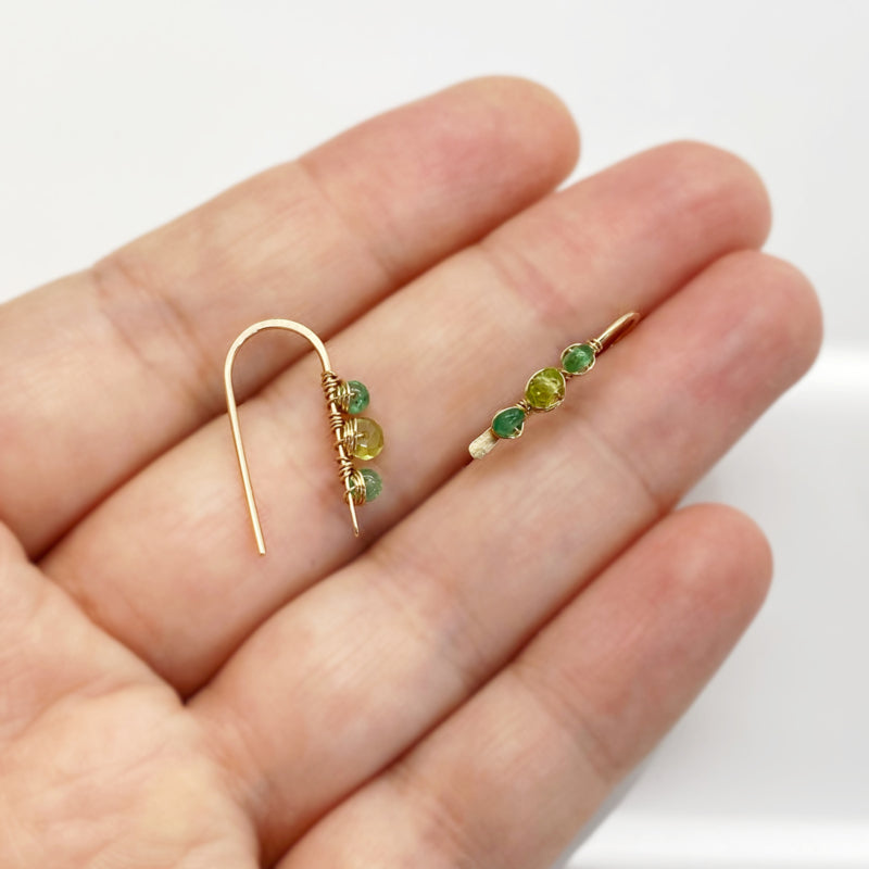 14K Goldfill Oorbellen Met Peridoot En Smaragd