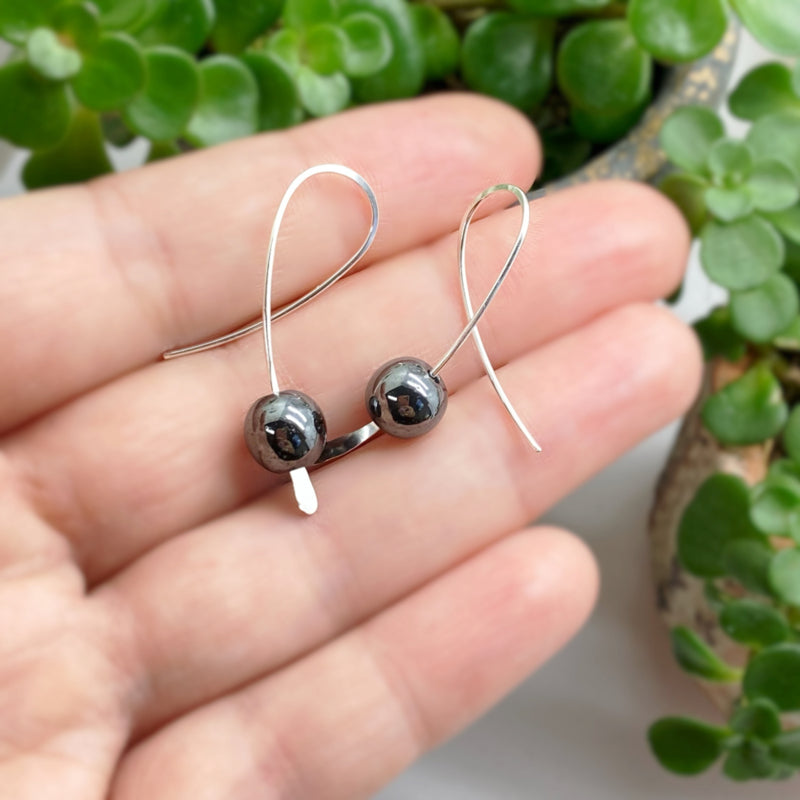 Sterling Zilver Confetti Oorbellen Met Hematiet