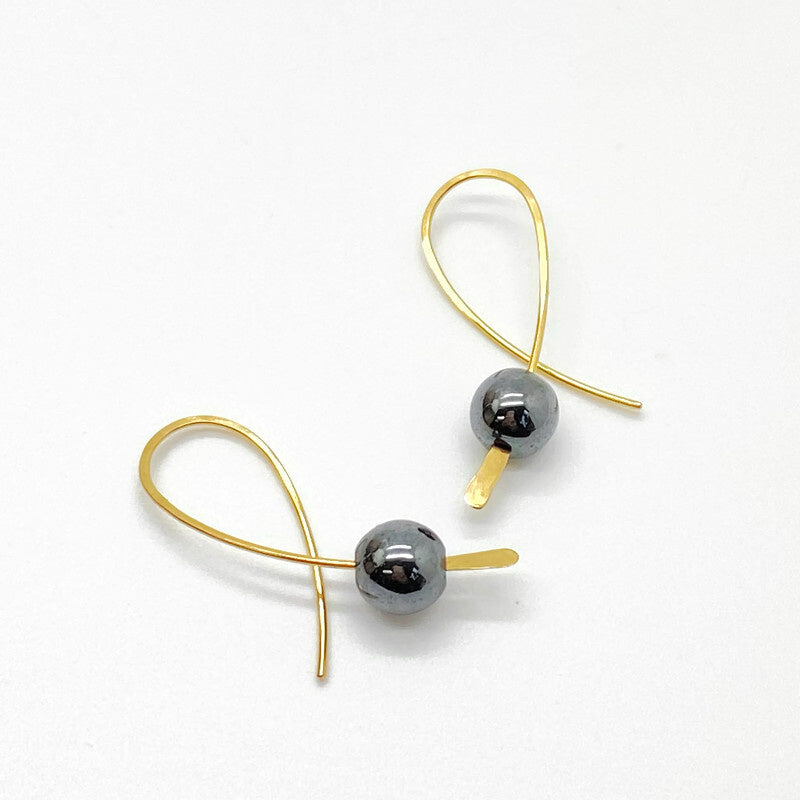 14K Gold Filled Confetti Oorbellen Met Hematiet