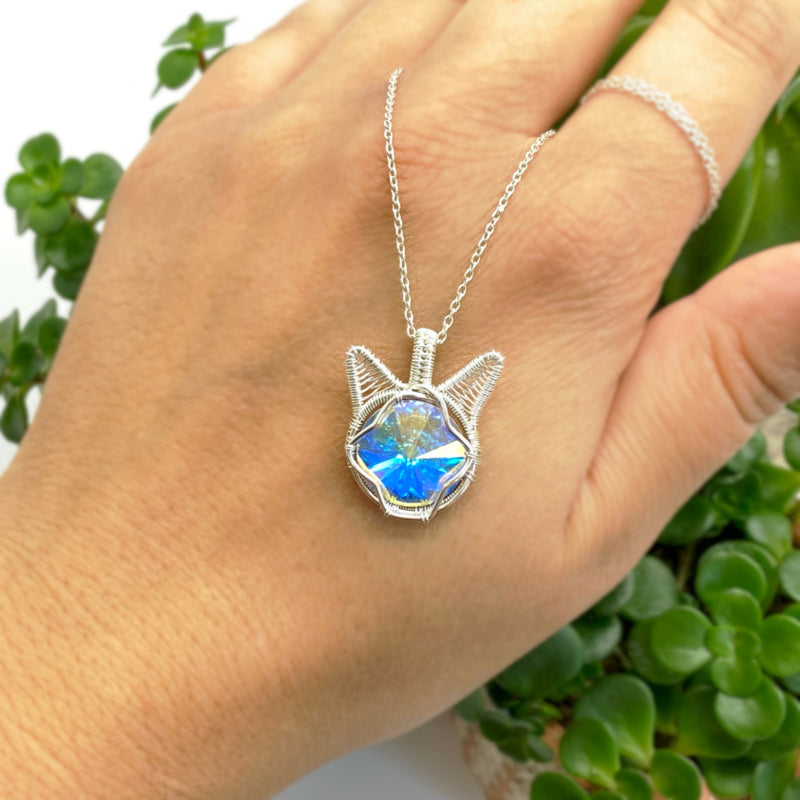 Poezen Hanger Swarovski Kristal Ab Rivoli