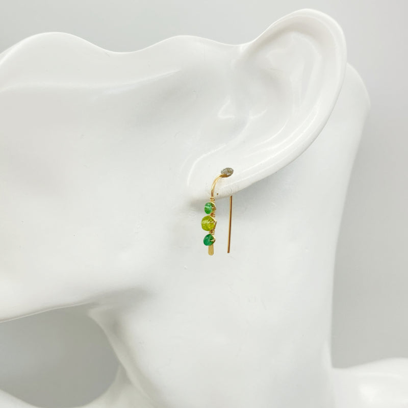 14K Goldfill Oorbellen Met Peridoot En Smaragd