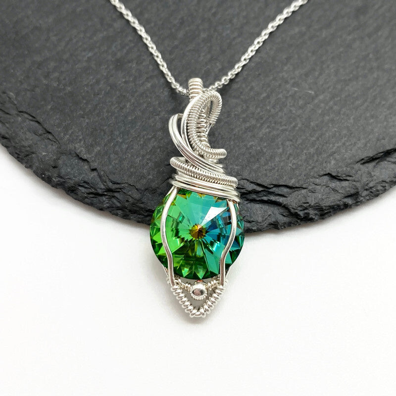 Medium Wire Wrapped Swarovski Kristal Vitrail Medium