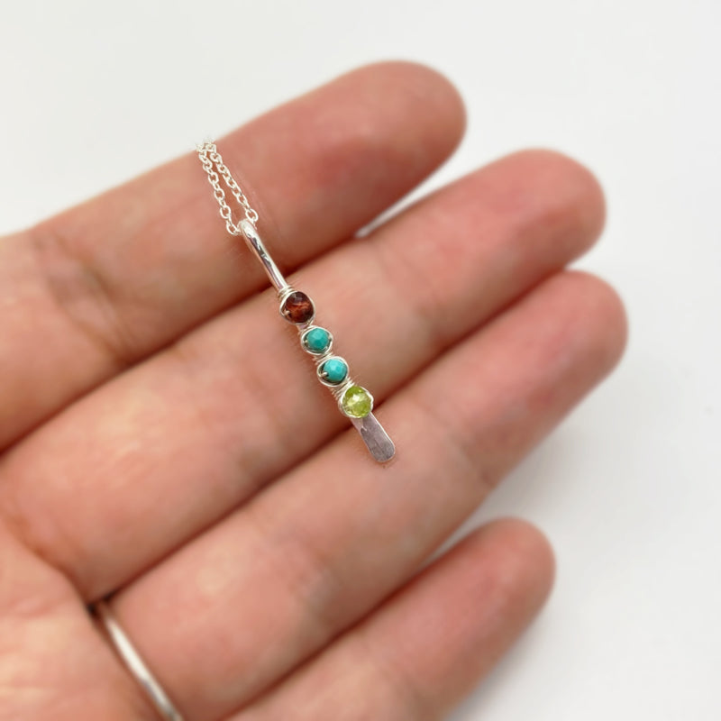 Collier - Zilver - Met 4 geboortestenen - 925 sterling zilver