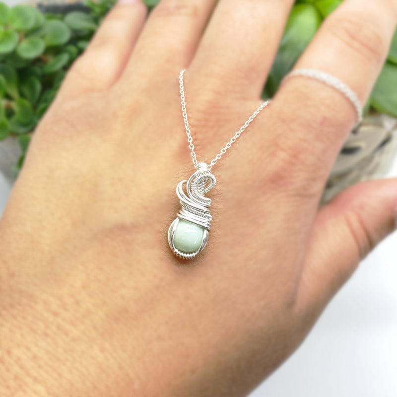 Sterling Zilveren Wire Wrap Hangertje Met Chrysopraas