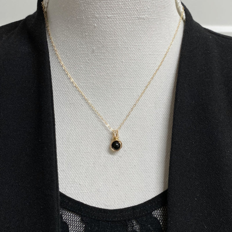 Gouden Collier Met Onyx, 14K Gold Filled