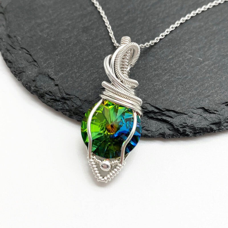 Medium Wire Wrapped Swarovski Kristal Vitrail Medium