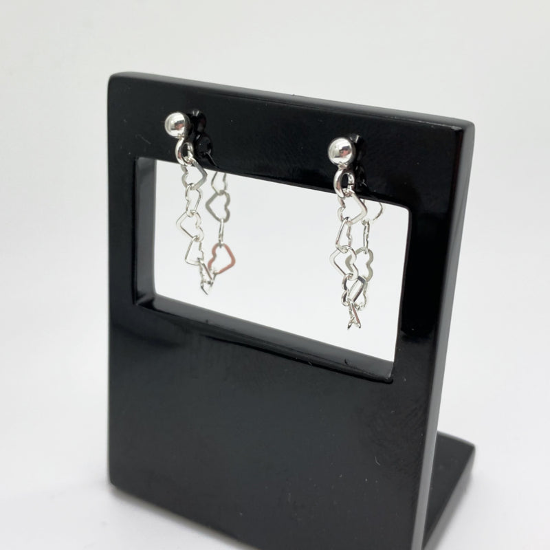 Sterling Zilveren Ketting Oorbellen Met Hartjes