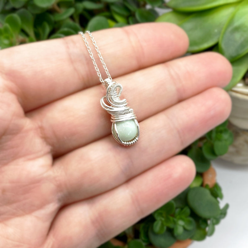Sterling Zilveren Wire Wrap Hangertje Met Chrysopraas