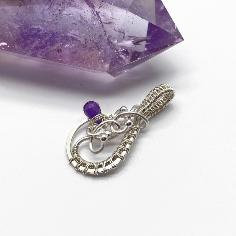 Zilveren Wire Wrap Hanger Met Amethist